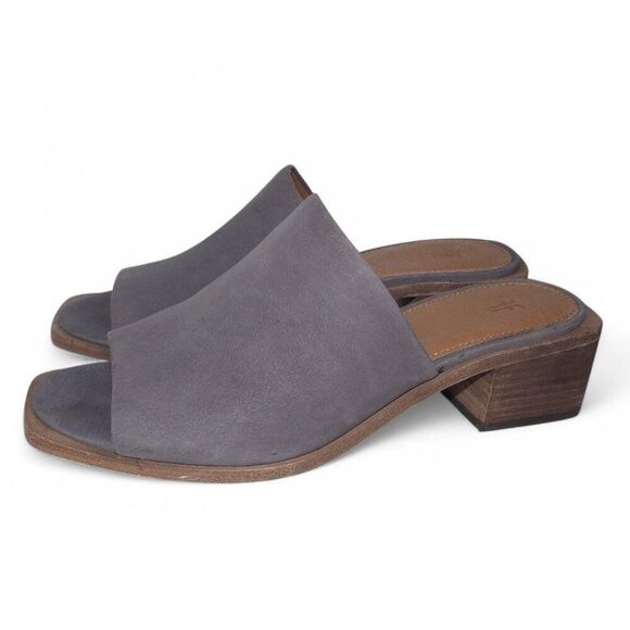 FRYE Lucia Slip-on Block Heel Mule Sandals Blueish-Grey 3474781-JEA Women's 7.5M - Picture 2 of 10